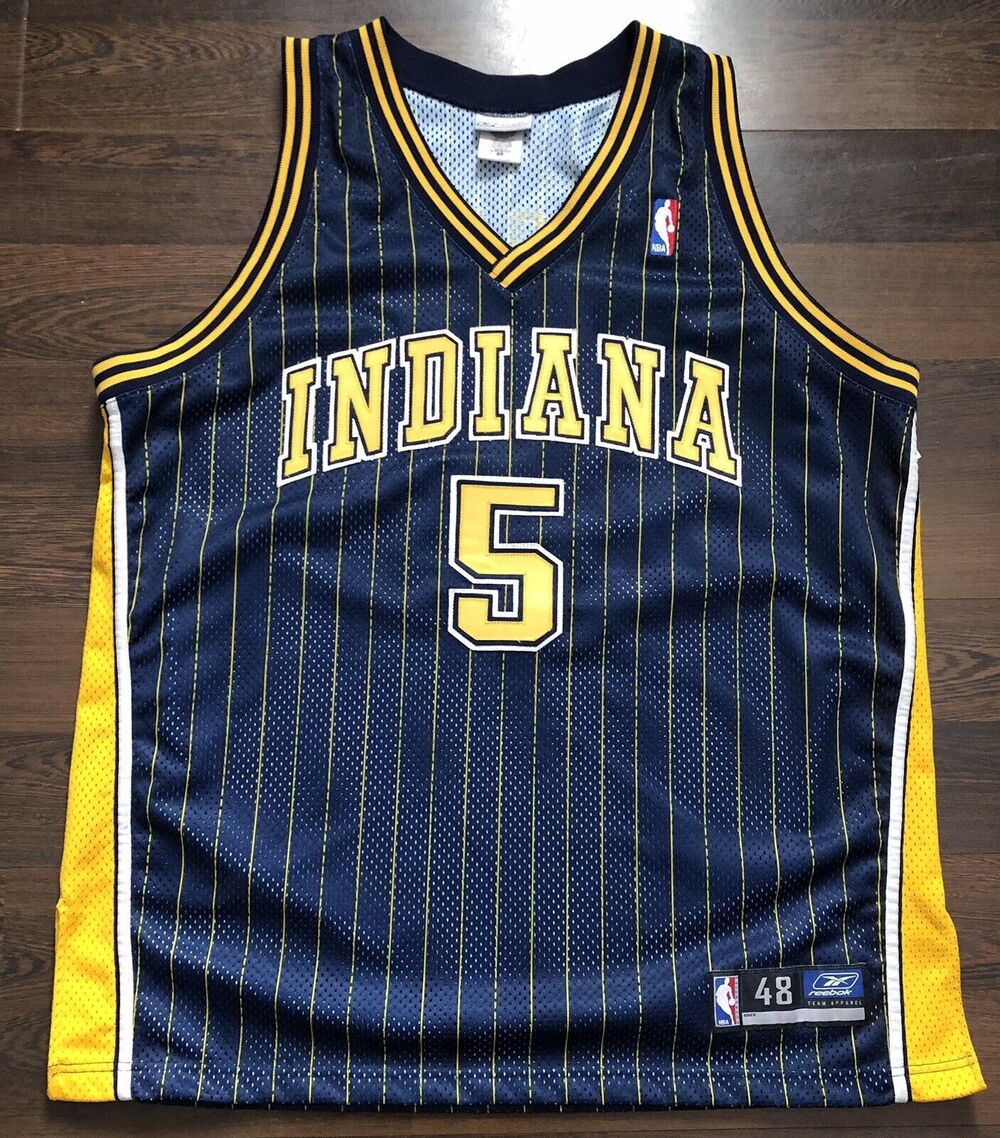 Authentic Jalen Rose Indiana Pacers Jersey Sz 48 XL Sewn Reebok RARE